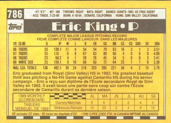 1990 O-Pee-Chee #786 Eric King Back