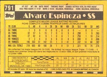 1990 O-Pee-Chee #791 Alvaro Espinoza Back