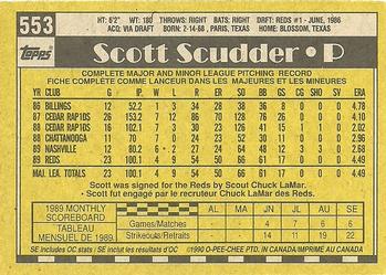 1990 O-Pee-Chee #553 Scott Scudder Back