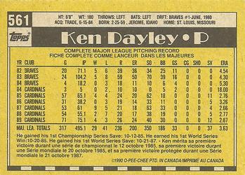 1990 O-Pee-Chee #561 Ken Dayley Back