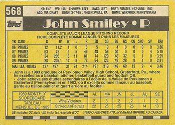 1990 O-Pee-Chee #568 John Smiley Back