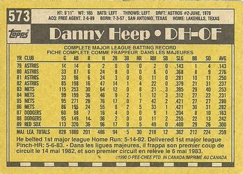 1990 O-Pee-Chee #573 Danny Heep Back