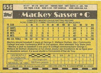 1990 O-Pee-Chee #656 Mackey Sasser Back