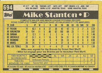 1990 O-Pee-Chee #694 Mike Stanton Back