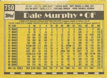 1990 O-Pee-Chee #750 Dale Murphy Back