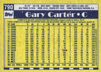 1990 O-Pee-Chee #790 Gary Carter Back
