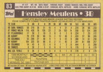 1990 O-Pee-Chee #83 Hensley Meulens Back