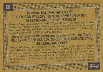 1990 O-Pee-Chee - Wax Box Bottom Panels Singles #H Fred Lynn Back