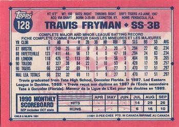 1991 O-Pee-Chee #128 Travis Fryman Back
