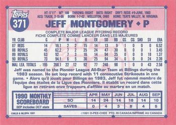 1991 O-Pee-Chee #371 Jeff Montgomery Back