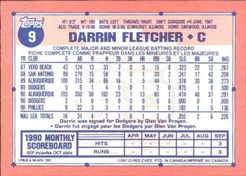 1991 O-Pee-Chee #9 Darrin Fletcher Back