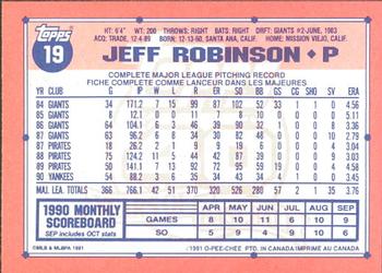 1991 O-Pee-Chee #19 Jeff Robinson Back