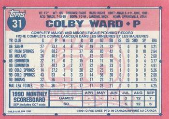 1991 O-Pee-Chee #31 Colby Ward Back