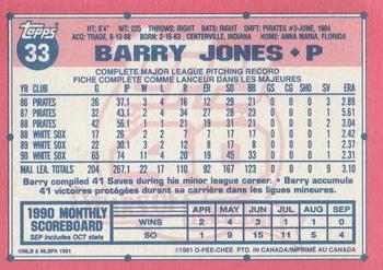 1991 O-Pee-Chee #33 Barry Jones Back