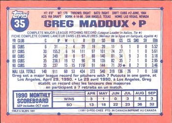 1991 O-Pee-Chee #35 Greg Maddux Back