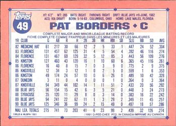 1991 O-Pee-Chee #49 Pat Borders Back