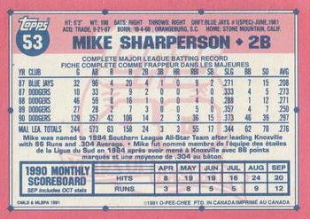 1991 O-Pee-Chee #53 Mike Sharperson Back