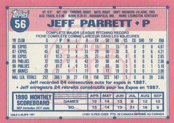 1991 O-Pee-Chee #56 Jeff Parrett Back