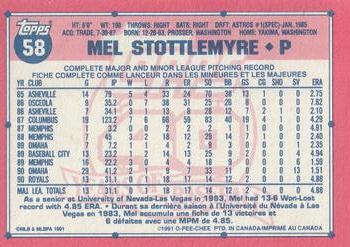 1991 O-Pee-Chee #58 Mel Stottlemyre Back