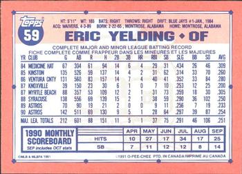 1991 O-Pee-Chee #59 Eric Yelding Back