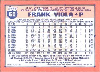 1991 O-Pee-Chee #60 Frank Viola Back