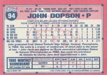 1991 O-Pee-Chee #94 John Dopson Back