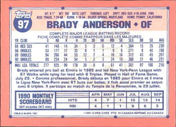 1991 O-Pee-Chee #97 Brady Anderson Back