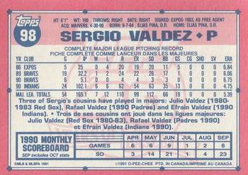 1991 O-Pee-Chee #98 Sergio Valdez Back