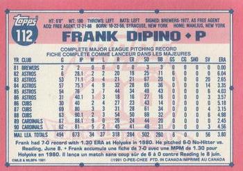 1991 O-Pee-Chee #112 Frank DiPino Back