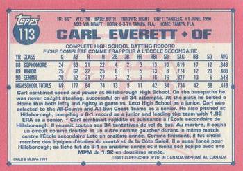 1991 O-Pee-Chee #113 Carl Everett Back