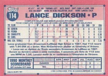 1991 O-Pee-Chee #114 Lance Dickson Back