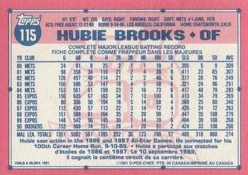 1991 O-Pee-Chee #115 Hubie Brooks Back