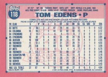 1991 O-Pee-Chee #118 Tom Edens Back