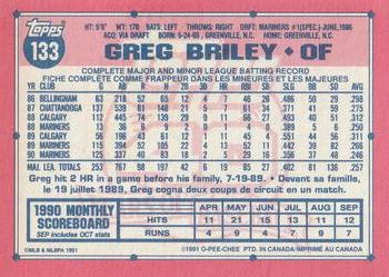 1991 O-Pee-Chee #133 Greg Briley Back
