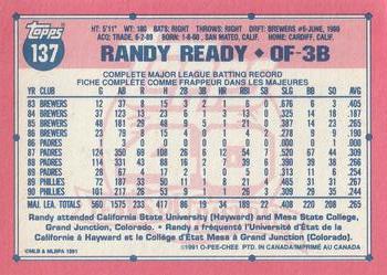 1991 O-Pee-Chee #137 Randy Ready Back