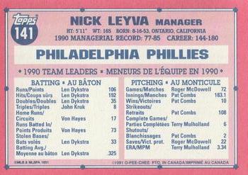 1991 O-Pee-Chee #141 Nick Leyva Back