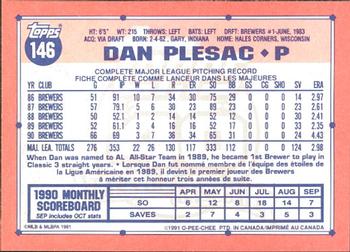 1991 O-Pee-Chee #146 Dan Plesac Back
