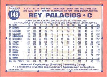 1991 O-Pee-Chee #148 Rey Palacios Back