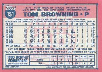 1991 O-Pee-Chee #151 Tom Browning Back