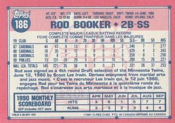 1991 O-Pee-Chee #186 Rod Booker Back