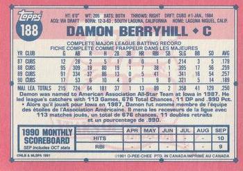 1991 O-Pee-Chee #188 Damon Berryhill Back