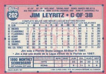 1991 O-Pee-Chee #202 Jim Leyritz Back