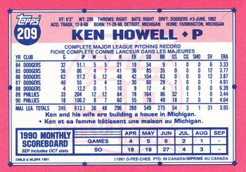 1991 O-Pee-Chee #209 Ken Howell Back
