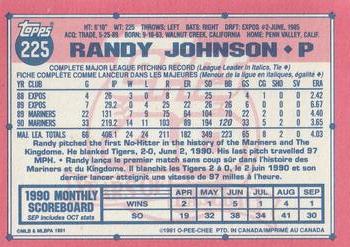 1991 O-Pee-Chee #225 Randy Johnson Back