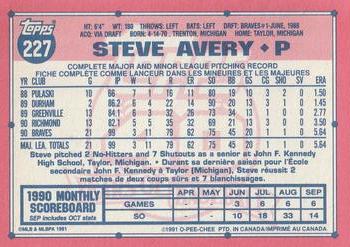 1991 O-Pee-Chee #227 Steve Avery Back
