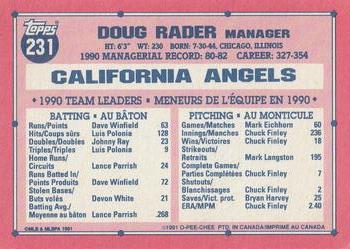 1991 O-Pee-Chee #231 Doug Rader Back