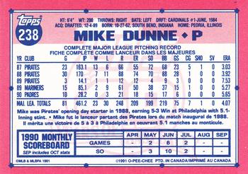 1991 O-Pee-Chee #238 Mike Dunne Back