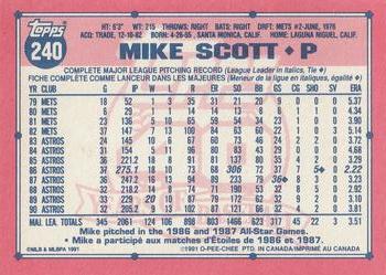 1991 O-Pee-Chee #240 Mike Scott Back
