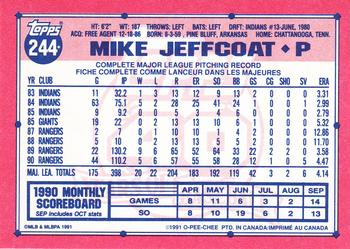 1991 O-Pee-Chee #244 Mike Jeffcoat Back
