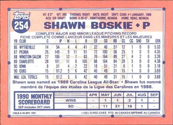 1991 O-Pee-Chee #254 Shawn Boskie Back